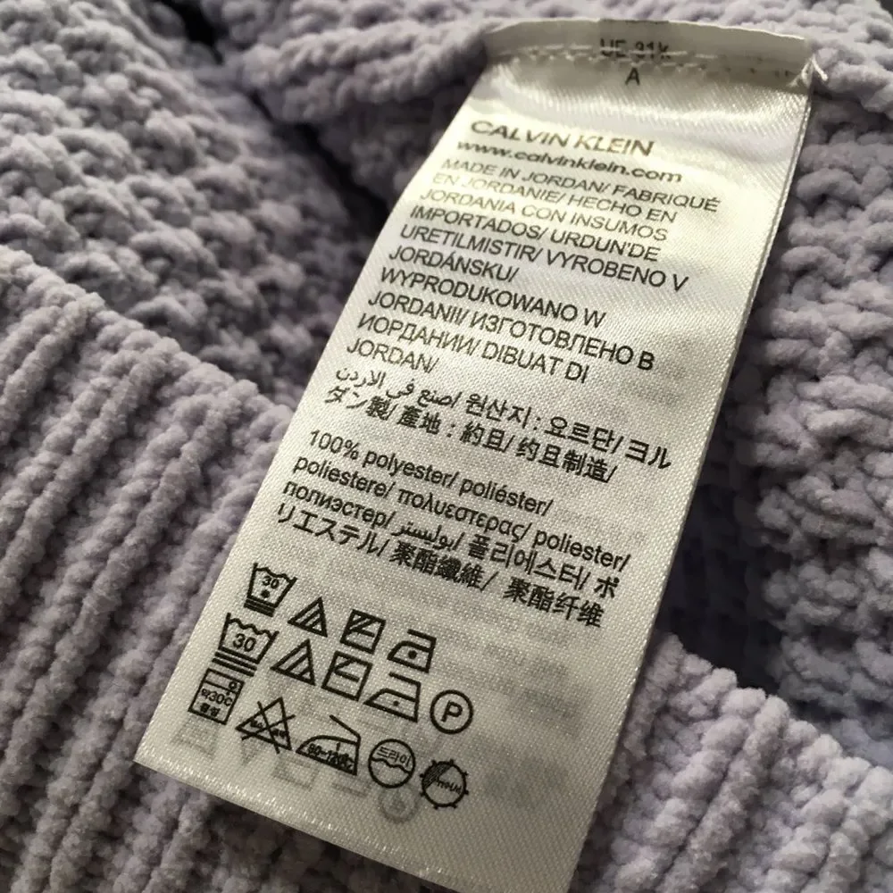 NWT CALVIN KLEIN JEANS MINIMALIST LAVENDER CHUNKY KNIT V NECK PULLOVER SWEATER L